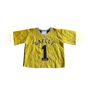 Gaelle Bonheur Floral/Mesh Jersey Cropped Shirt.
